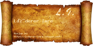 Lóderer Imre névjegykártya